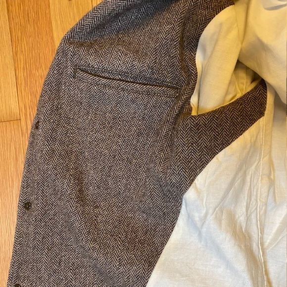 Sunny Sports Mens Large Wool Blend Tweed Blazer 4 Button Herringbone Lined - Picture 7 of 15